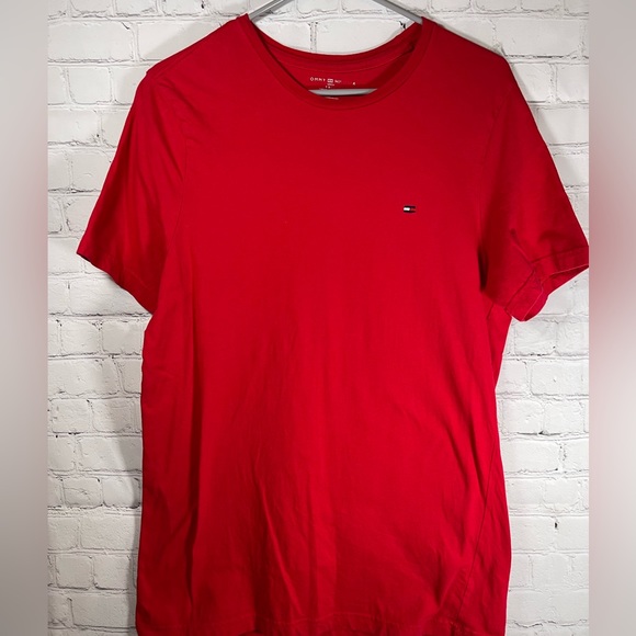 Tommy Hilfiger Mens Small Short Sleeve Logo Tee Red - Picture 2 of 6